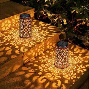 Solar Lanterns Outdoor Hanging Waterproof Metal Lights Patio Garden Tabletop